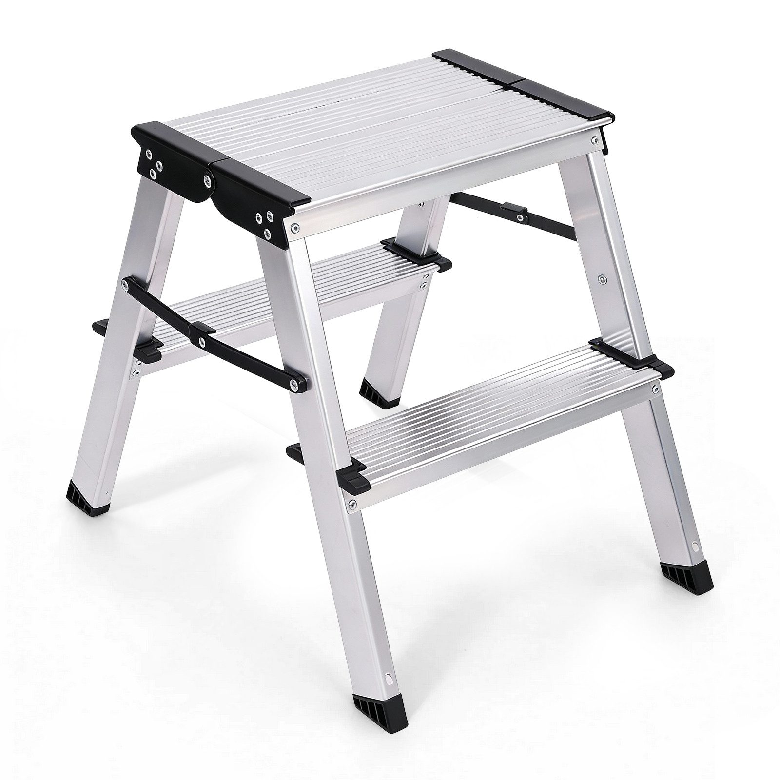 Sekey Trittleiter 2/3 stufen klappbar alu, Trittleiter aluminium, bis 150kg belastbar, Aluleiter für Zuhause, Küche & Garten