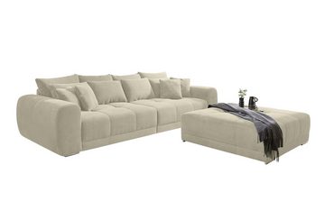 luma-home Polsterhocker 15177 (XXL-Hocker 120x120 cm mit Federkernpolsterung, passend zum Big Sofa), Cordstoff Beige Grau