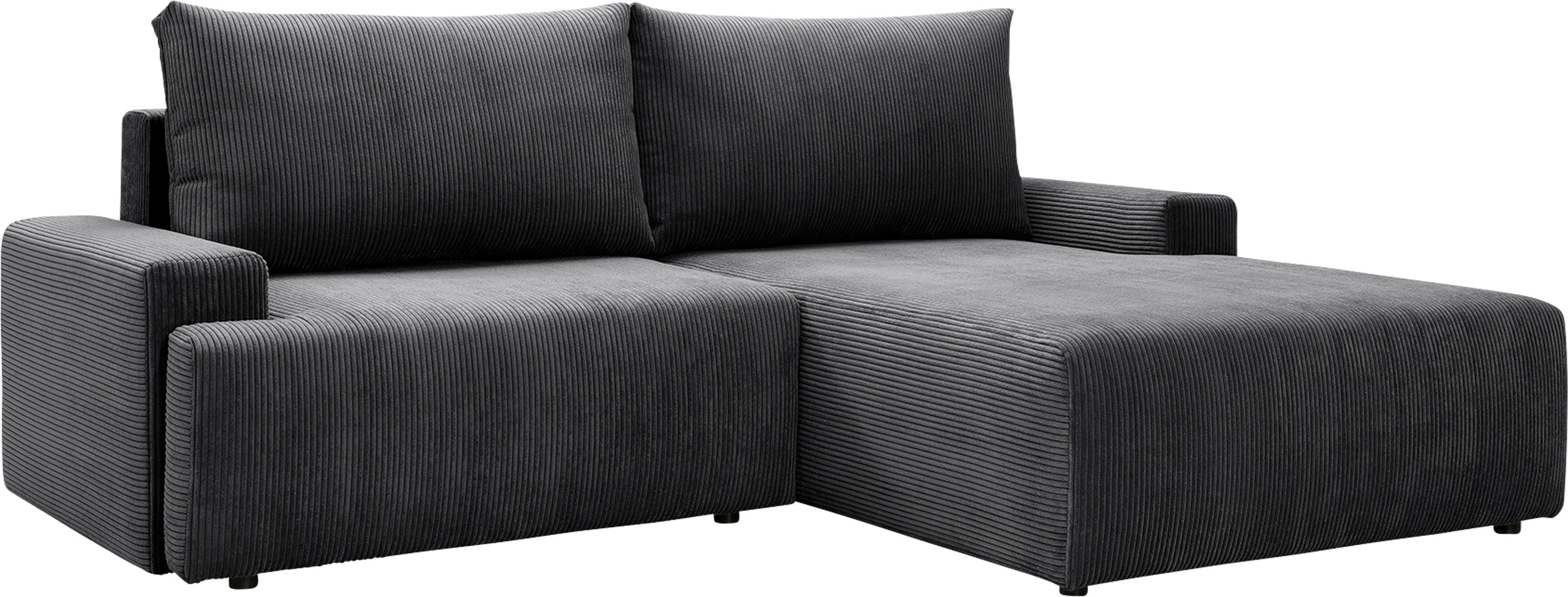 - und sofa Bettfunktion fashion verschiedenen Bettkasten exxpo inklusive Orinoko, Cord-Farben anthrazith in Ecksofa