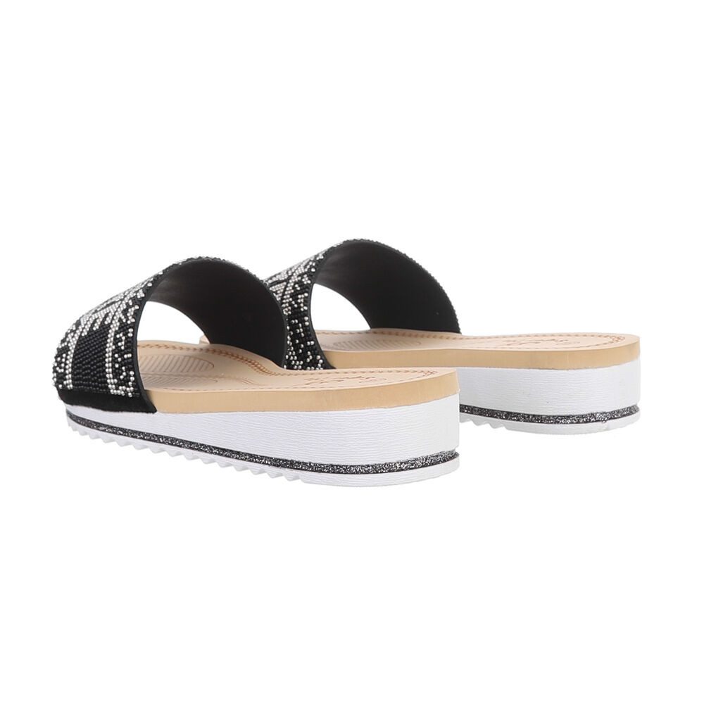 Ital-Design Damen Mules Freizeit Pantolette (86016964) Keilabsatz/Wedge Keilsandaletten in Schwarz