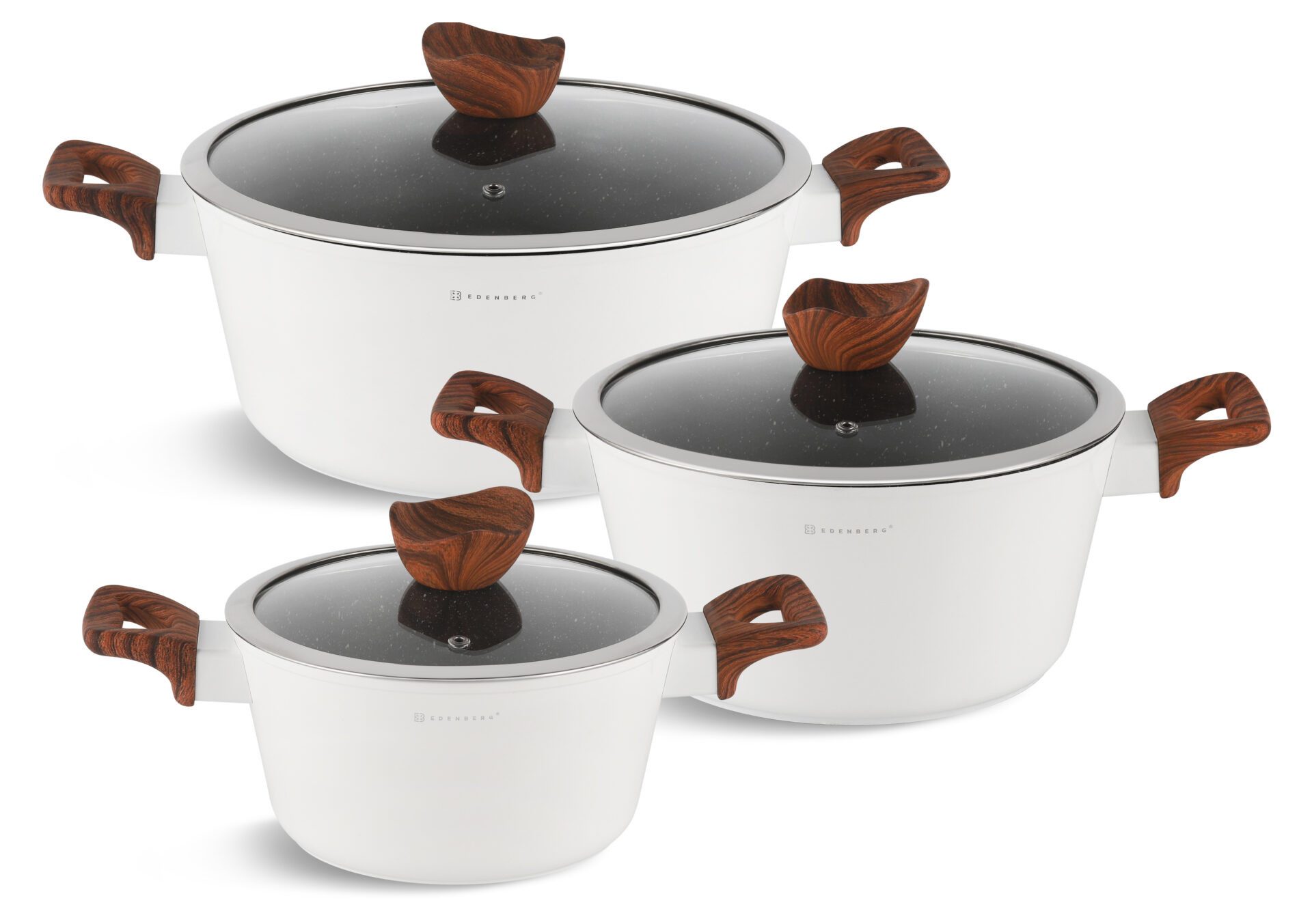 Edenberg Topf-Set Moderne Töpfe in drei Größen und fünf attraktiven Farben, Aluminiumguss, Aluminium, Keramik, Edelstahl, Glas (Verleihen Sie Ihrer Küche Stil und erleben Sie pure Kochfreude mit diesen modernen, hochwertig beschichteten Töpfen in traumhaften Farben!, 6-tlg., Zeitloses Design des Topfsets. Eine ideale Geschenkidee! Hochwertig)