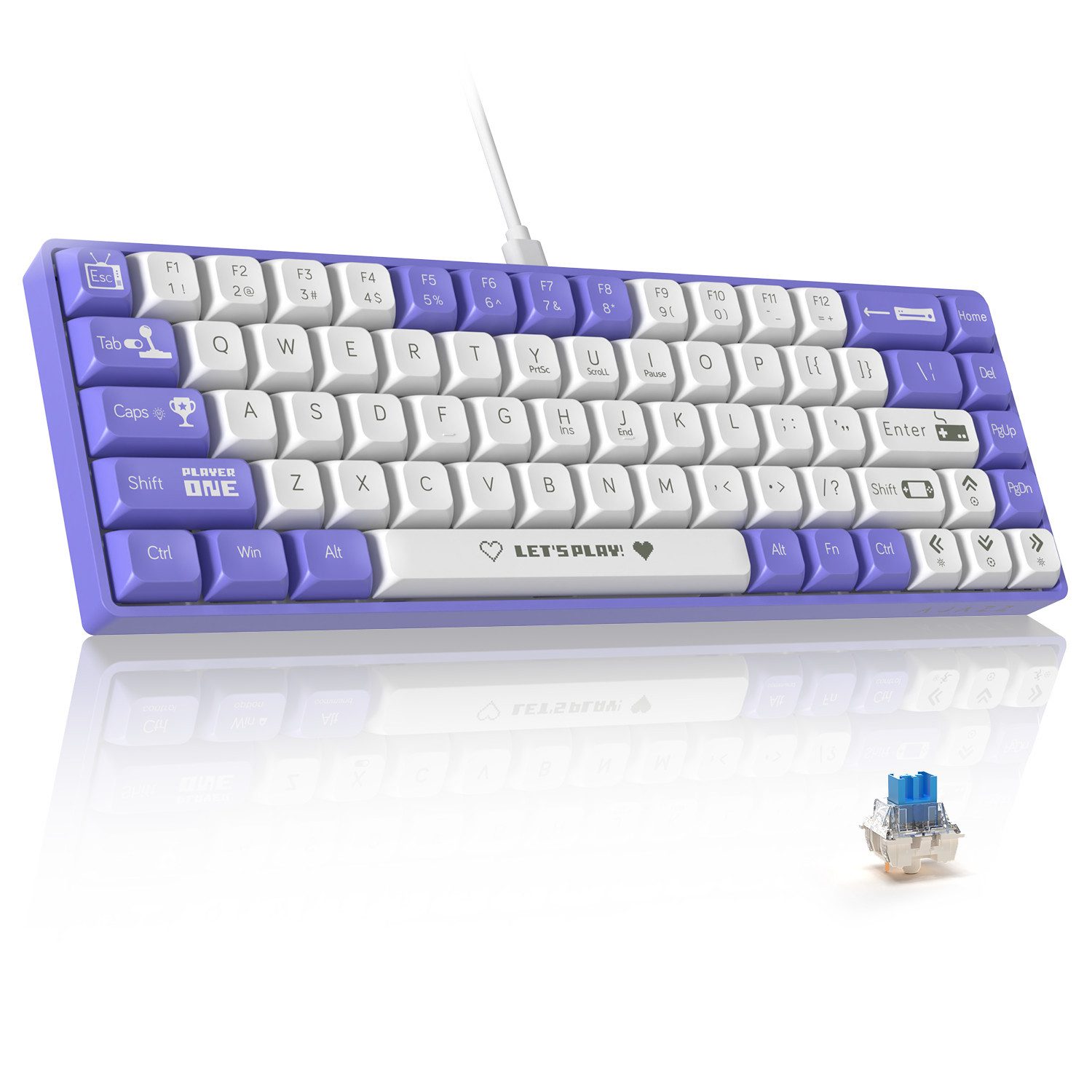 AJAZZ AK680 65% kabelgebundene Hotswap-Mechanische Gaming-Tastatur Gaming-Tastatur (68 Tasten tragbar Anti-Ghosting, Regenbogenbeleuchtung programmierbar)