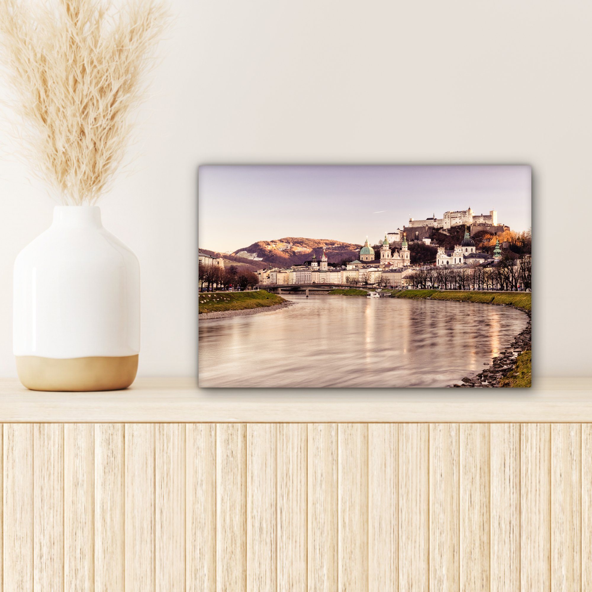 cm Leinwandbild Blick 30x20 Wanddeko, auf Stadt OneMillionCanvasses® Salzburg, (1 Wandbild die Aufhängefertig, Leinwandbilder, St),