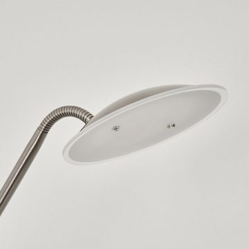 hofstein Stehlampe »Schignano« Bodenlampe aus Metall/Glas in Nickel-matt/Weiß/Klar, 3000 Kelvin, dimmbar,mit Tastdimmer, LED inkl., 600 Lumen