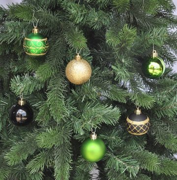 JACK Christbaumschmuck 64x Kunststoff Christbaumkugeln Ø 6cm Baum Kugeln inkl. Aufhänger, Mit praktischer Aufbewahrungsbox, Optik: matt / glänzend / glitzernd