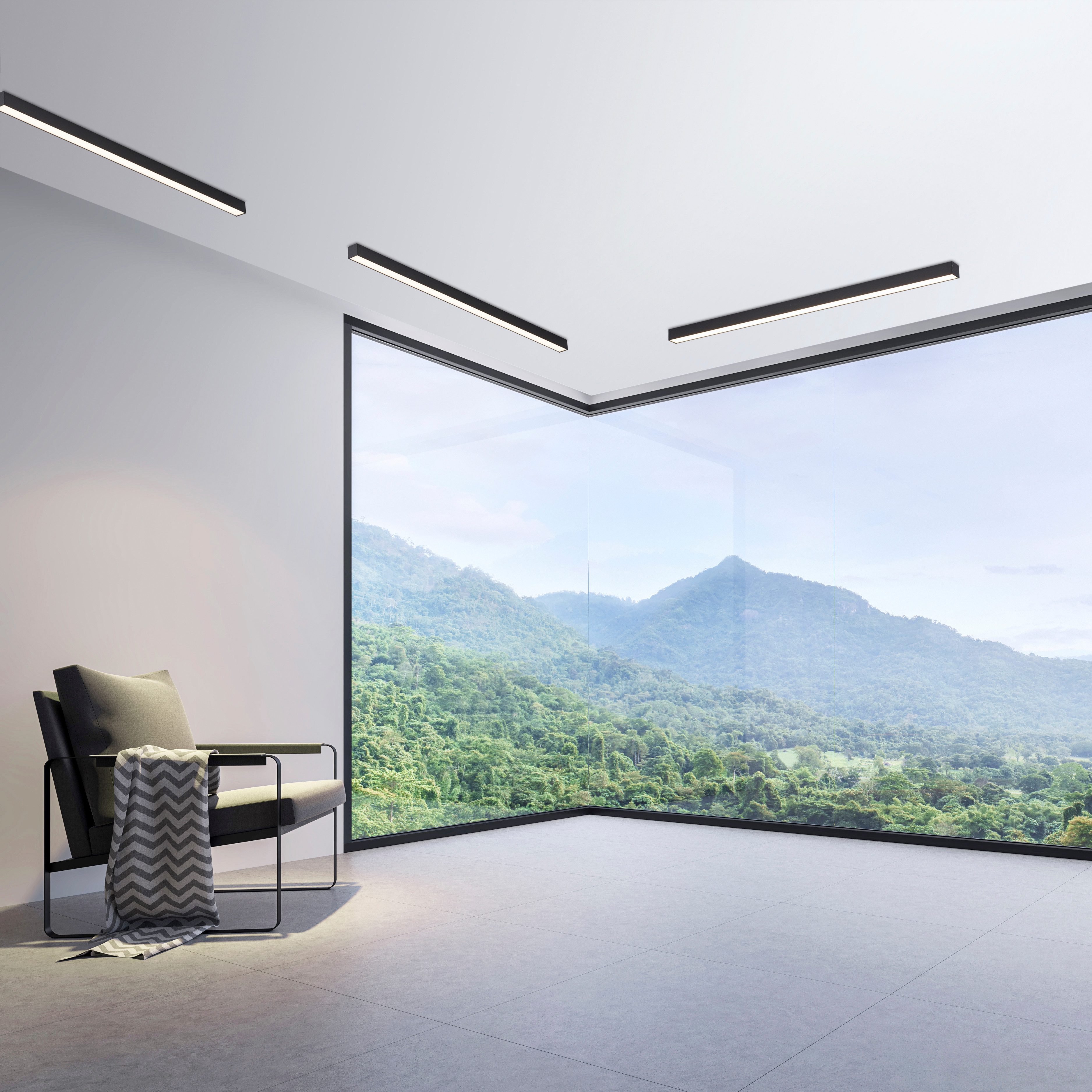 Neuhaus PURE LED Deckenleuchte PURE Lines Straight, CCT - über Fernbedienung, LED fest integriert, warmweiß - kaltweiß, Dimmbar über Fernbedienung, CCT, Memoryfunktion