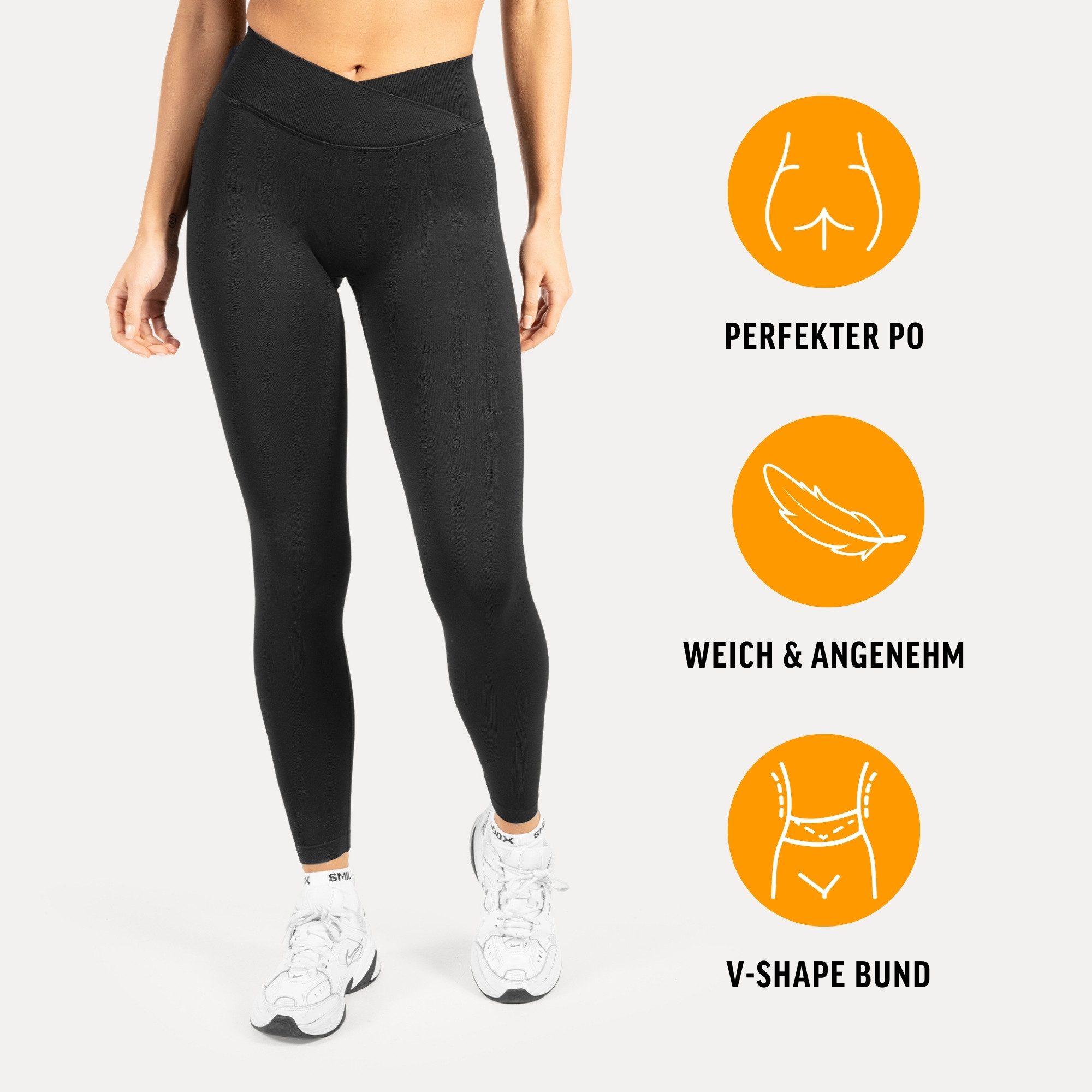 Smilodox Leggings Silvia, High Waist Sporthose Blickdicht Yogahose Booty Scrunch Leggings Damen Seamless Smilodox Label Fitness