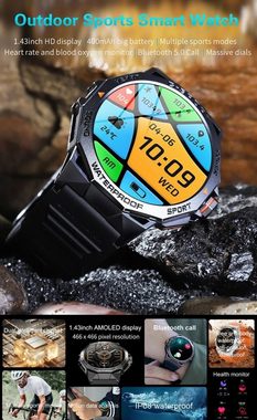 Tidy K62 Smartwatch, Fitness Tracker 1,43-AMOLED Gesundheits-Smartwatches Smartwatch, Fitness Tracker