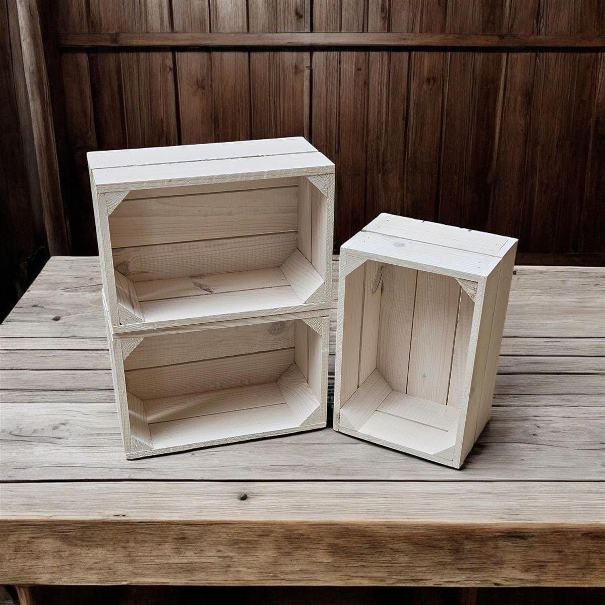 Teramico Holzkiste Holzkiste Dekokiste Box 30x20x15 cm 3er SET Weiss, Aufbe günstig online kaufen