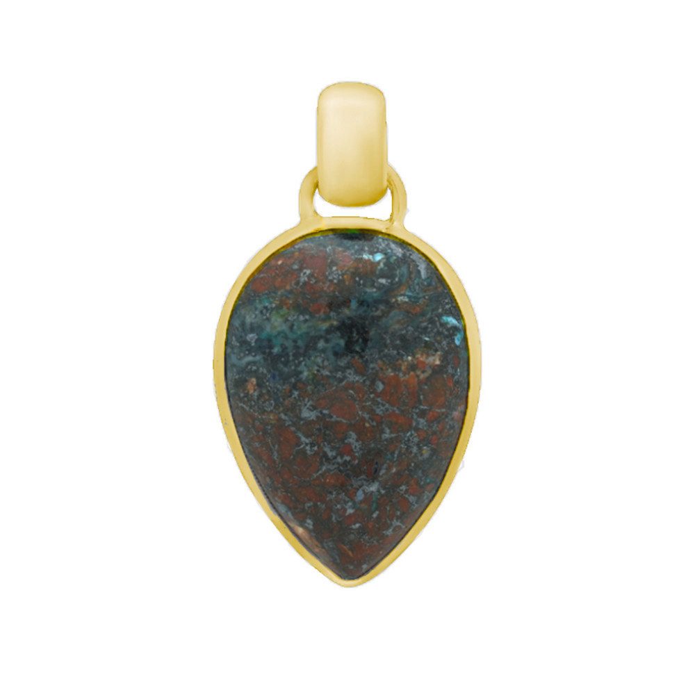 Cavill Kettenanhänger Cavill Zarinit 22 ct Tropfen Cabochon, 925er vergoldet, rötlich-grün (1-tlg)