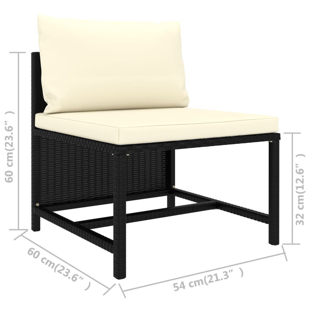 vidaXL Loungesofa 3-Sitzer-Gartensofa Auflagen mit Rattan, Poly Schwarz Teile 1