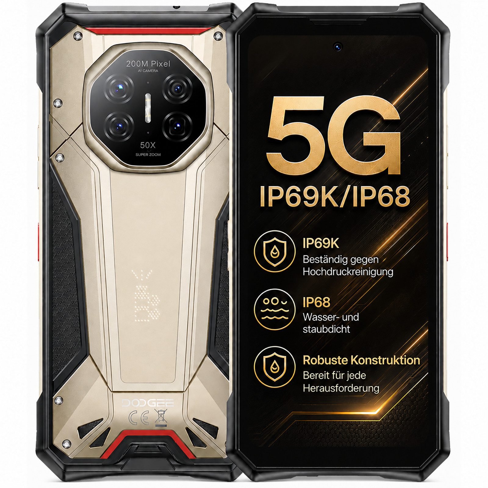 DOOGEE 5G Outdoor Handy S300PRO Robustes Baustellenhandy Dual SIM 16/512GB Smartphone (6,78 Zoll, 512 GB Speicherplatz)