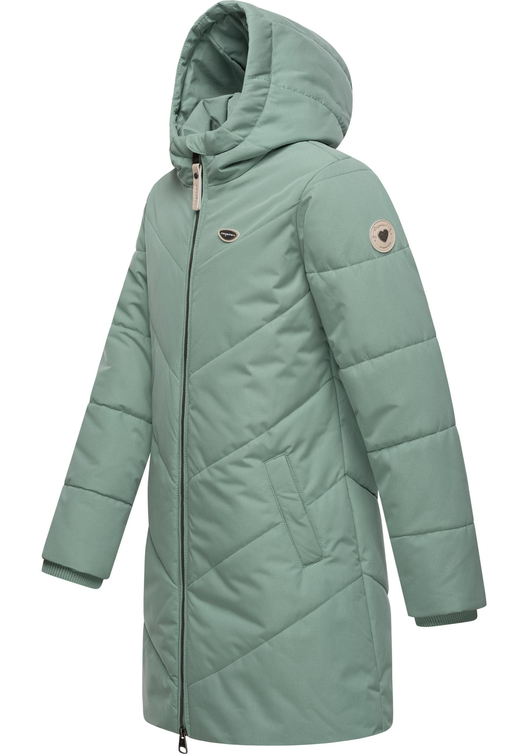 abnehmbarer Winterjacke Rebbie Kapuze Ragwear grün Winter wasserdichte mit Outdoorjacke