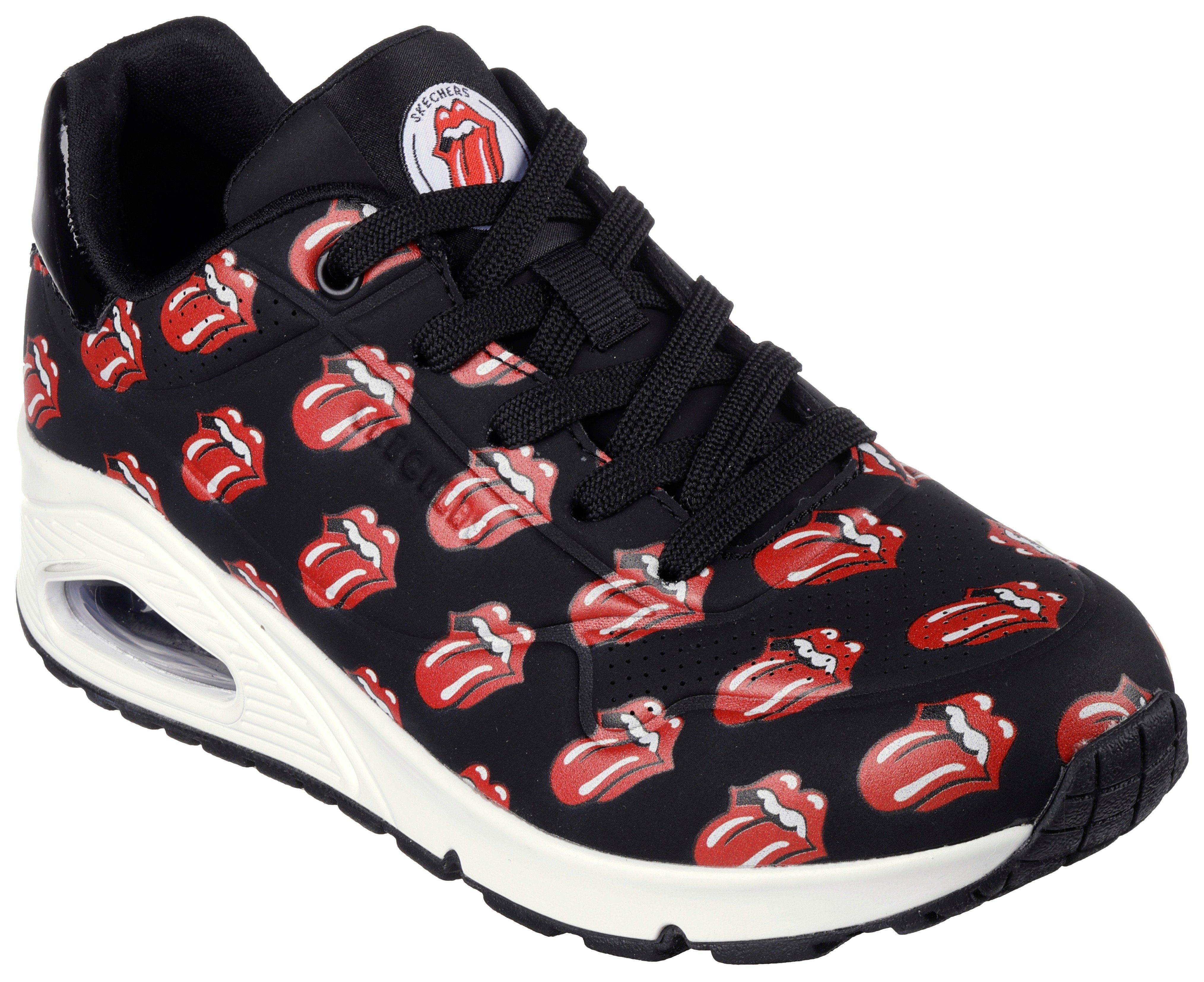 Skechers UNO- Sneaker mit Rolling auffälligem Stones-Print