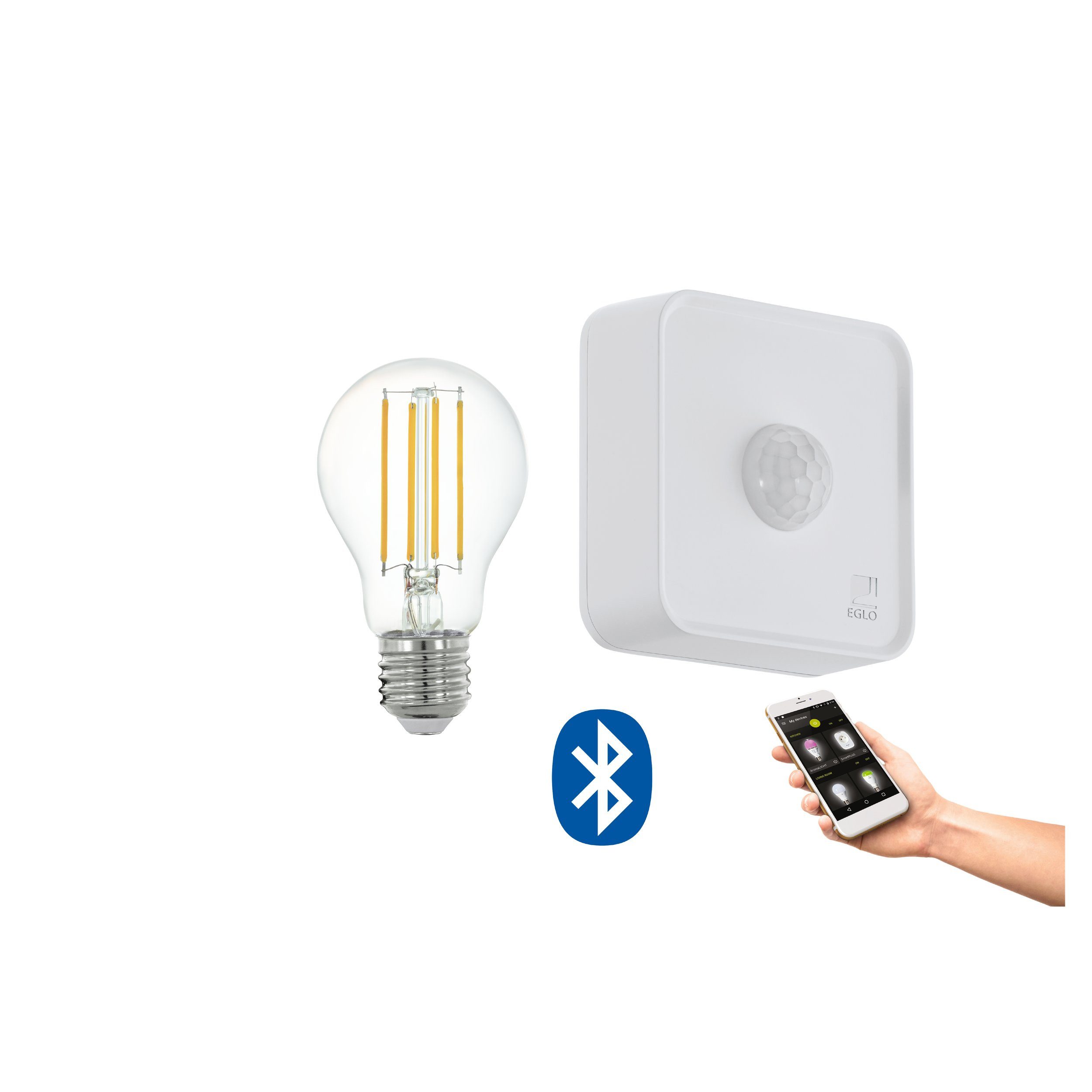 EGLO LED-Leuchtmittel Lm_led_e27, E27, E27 - 1X6W - Glas - Ø60mm - Bluetooth - APP - Fernbedienung - Sensor