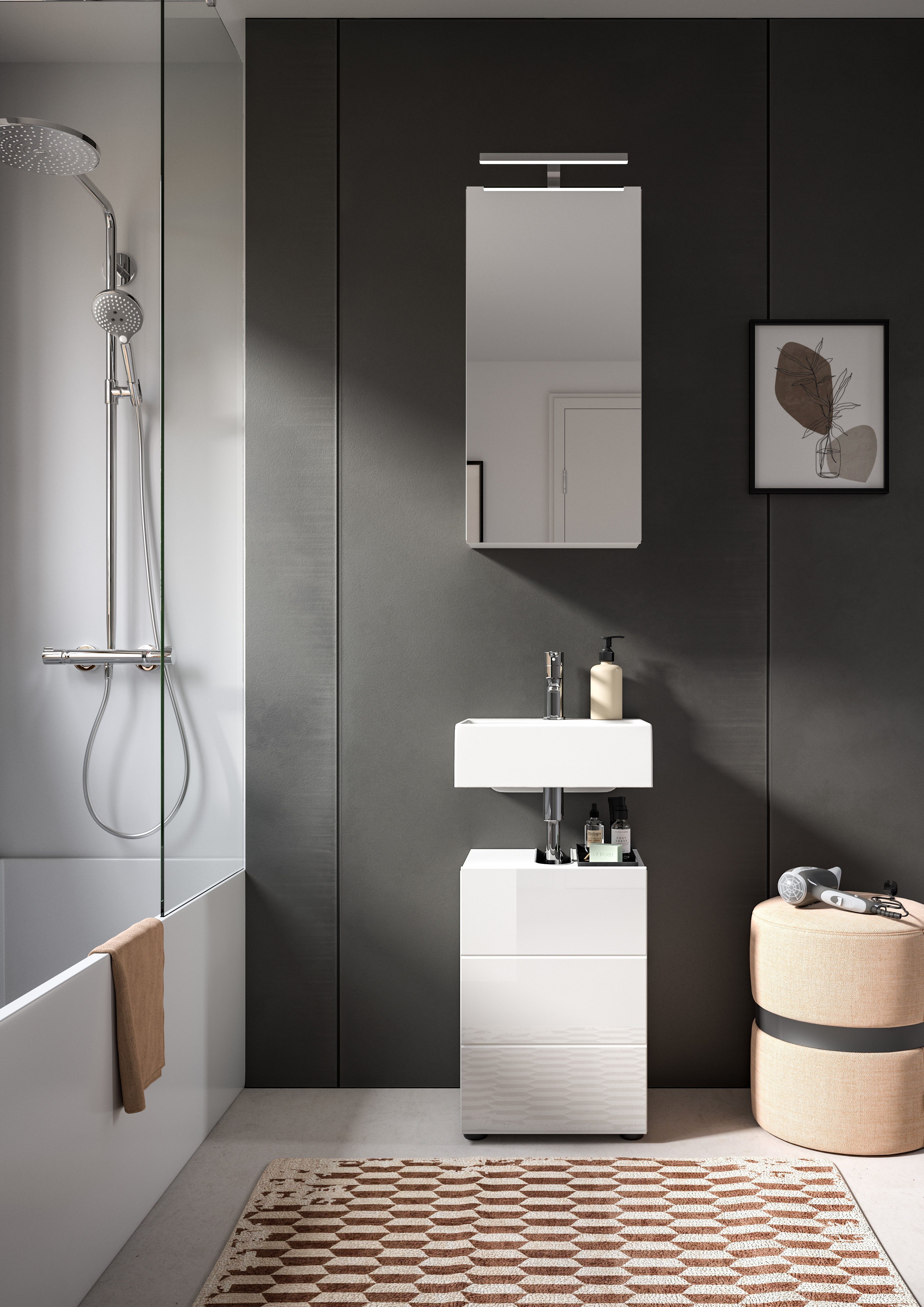 welltime Badmöbel-Set BIEL, TOPSELLER!, 2 teilig, hochwertige MDF Front, Ri günstig online kaufen