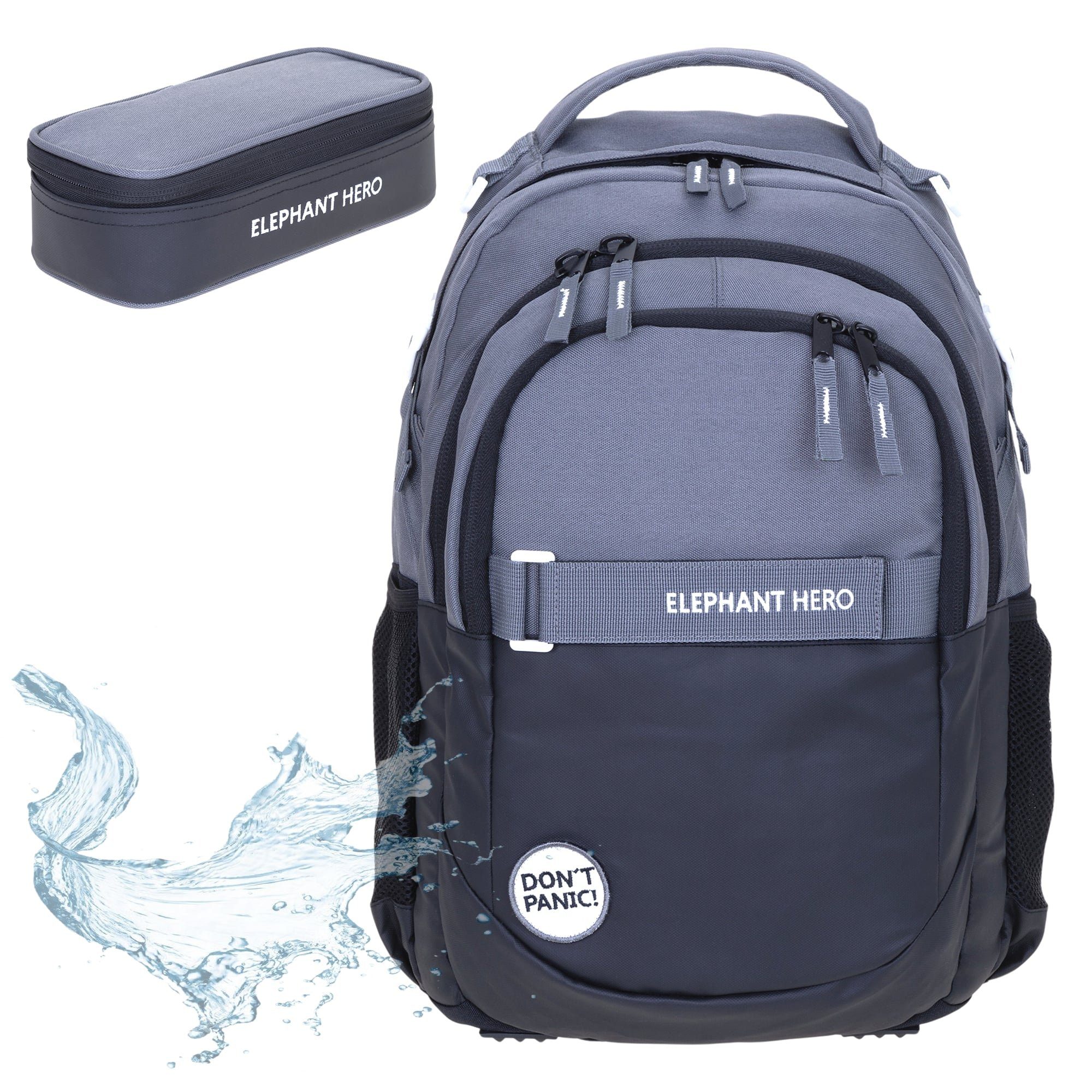 ELEPHANT Schulrucksack Hero Signature Schultasche (2 Teile Set), Rucksack + Mäppchen Box