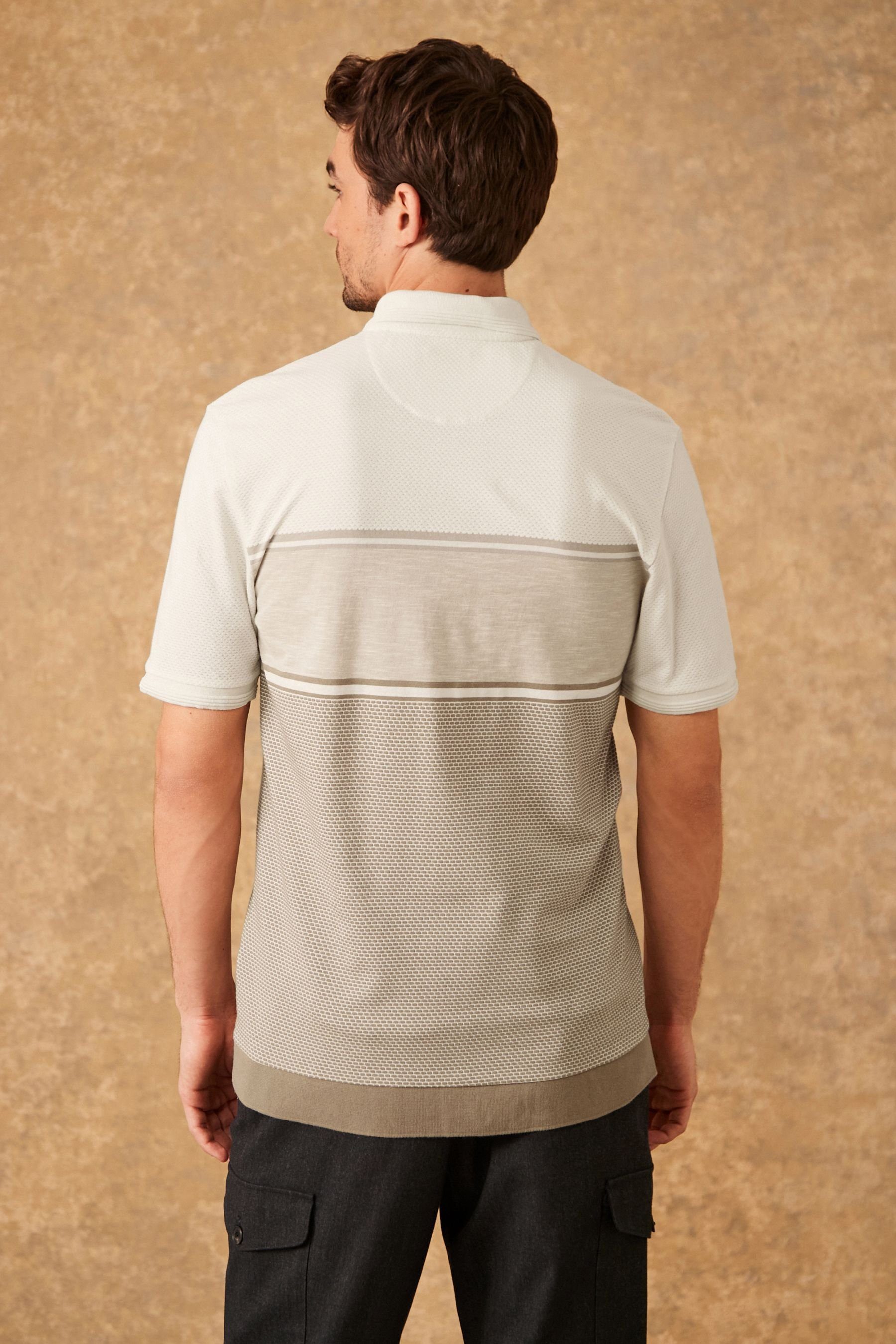 Blockfarben (1-tlg) Textured Neutral Polo-Shirt Next Poloshirt in