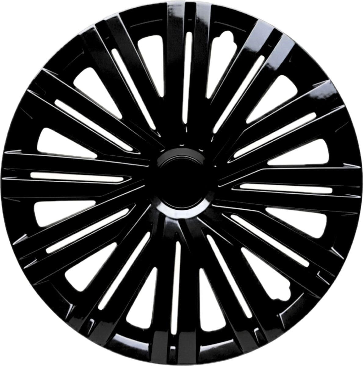 Trimak Radkappen 13-14-15-16 Zoll 4er Set Radzierblenden Silber Schwarz Schlagfest, Schwarz / 14-Zoll-Radkappen, ABS Kunststoff, Schlagfest, Hochwertig