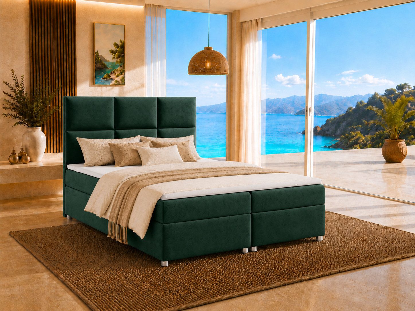 Best for Home Boxspringbett Boxspringbett Trinity K-13 mit Stauraum & 7-Zonen Komfort – modern (Bonell-Matratze, gepolstertes Kopfteil, Doppelbett versch. Größen, 140x200 160x200 180x200 200x200 cm), Handwerksqualität, TOP Preis-Leistungs-Verhältnis