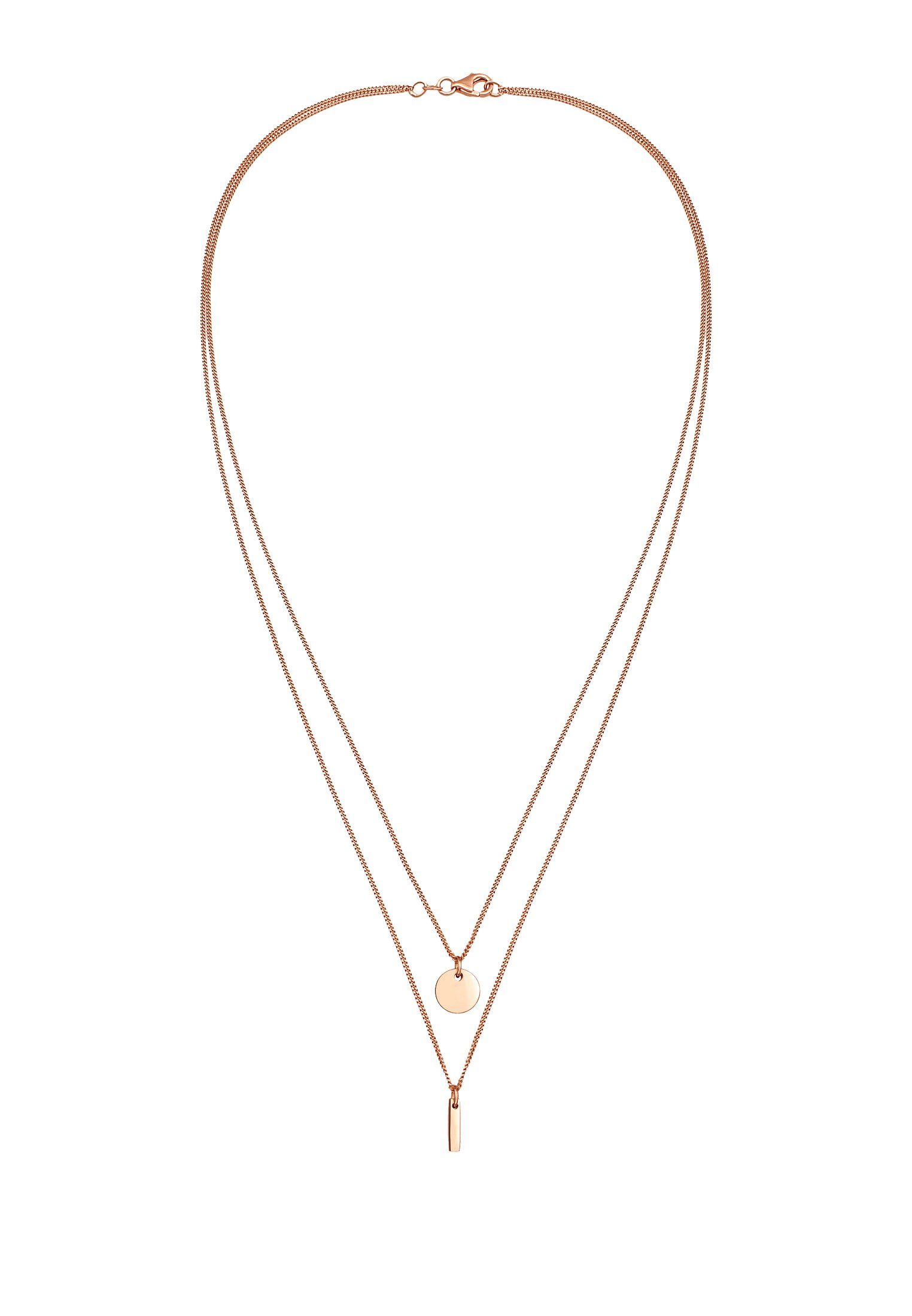 Elli Ketten-Set 2-lagig Layer Kreis Stab Geo 925 Silber, Geo