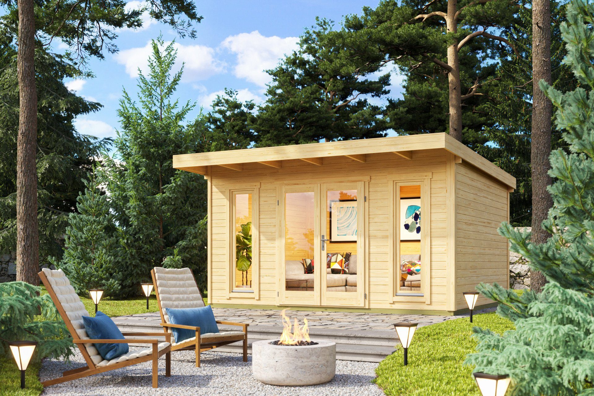 LASITA MAJA Gartenhaus Flachdach 4x4m Holz Sizilien 1, BxT: 410x350 cm, ohne Dacheindeckung