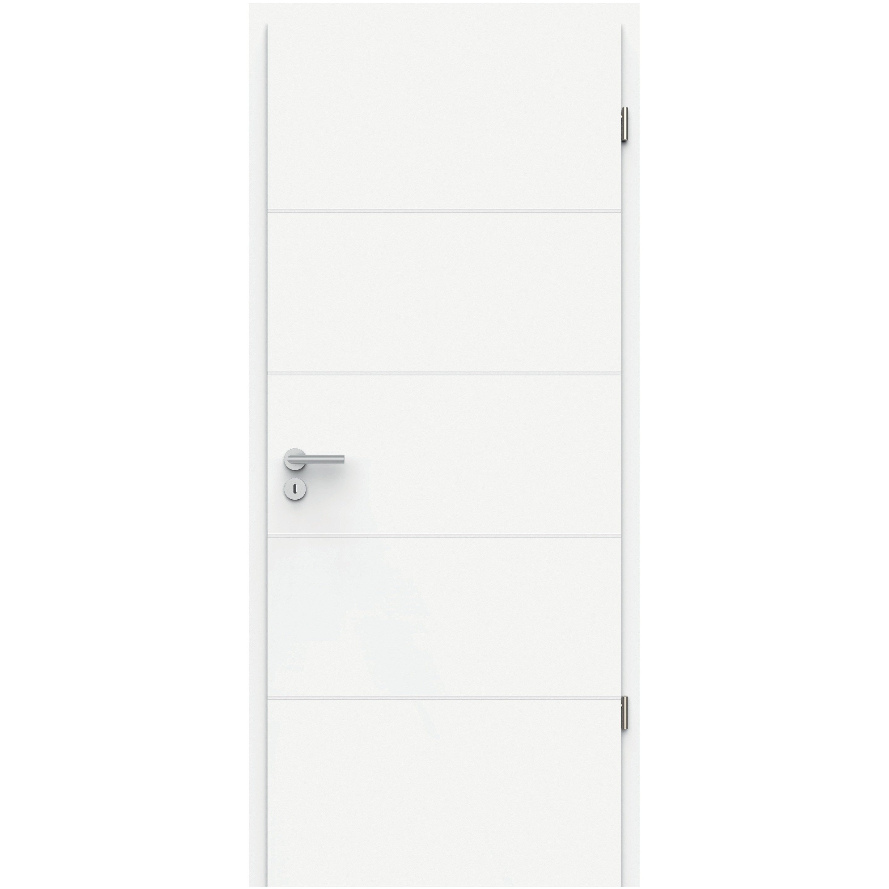steinau Zimmertür Basic Light 15 mit Querfugen, Zarge + Drückergarnitur (Set, Türblatt, Zarge und Edelstahl-Drückergarnitur im Set), Baurichtmaß 2000 x 625 mm