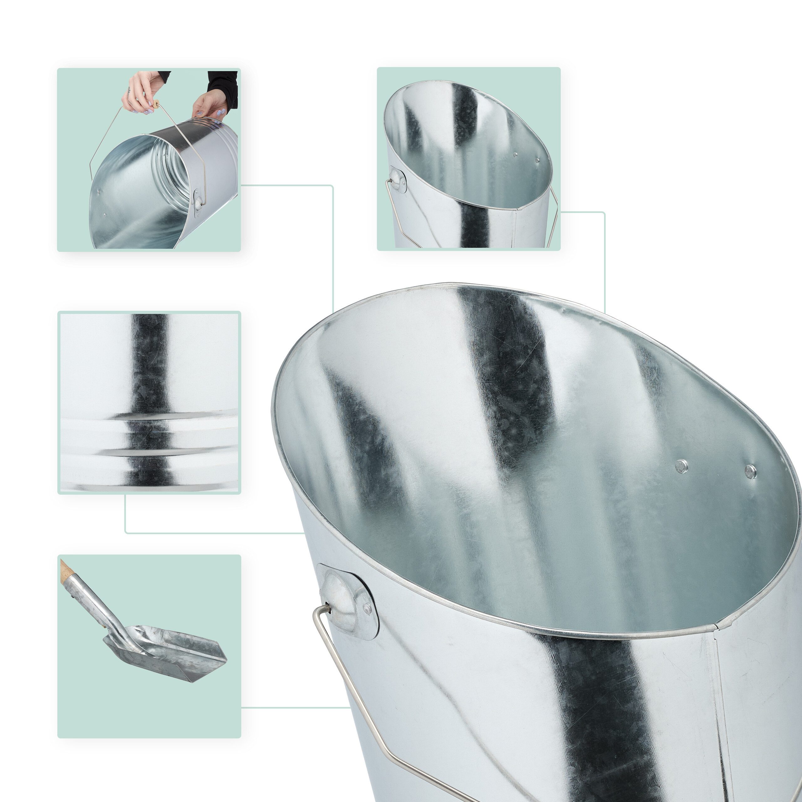 relaxdays Mülleimer Kohleneimer mit Schaufel