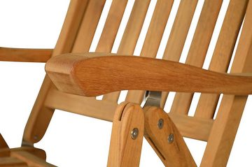 Kai Wiechmann Garten-Essgruppe Exklusive Teak Sitzgruppe aus 6 Hochlehnern und 1 eckigen Ausziehtisch, (7-tlg., 6 Recliner, 1 Ausziehtisch), edles Set aus Teak-Gartenmöbeln mit Auszugstisch