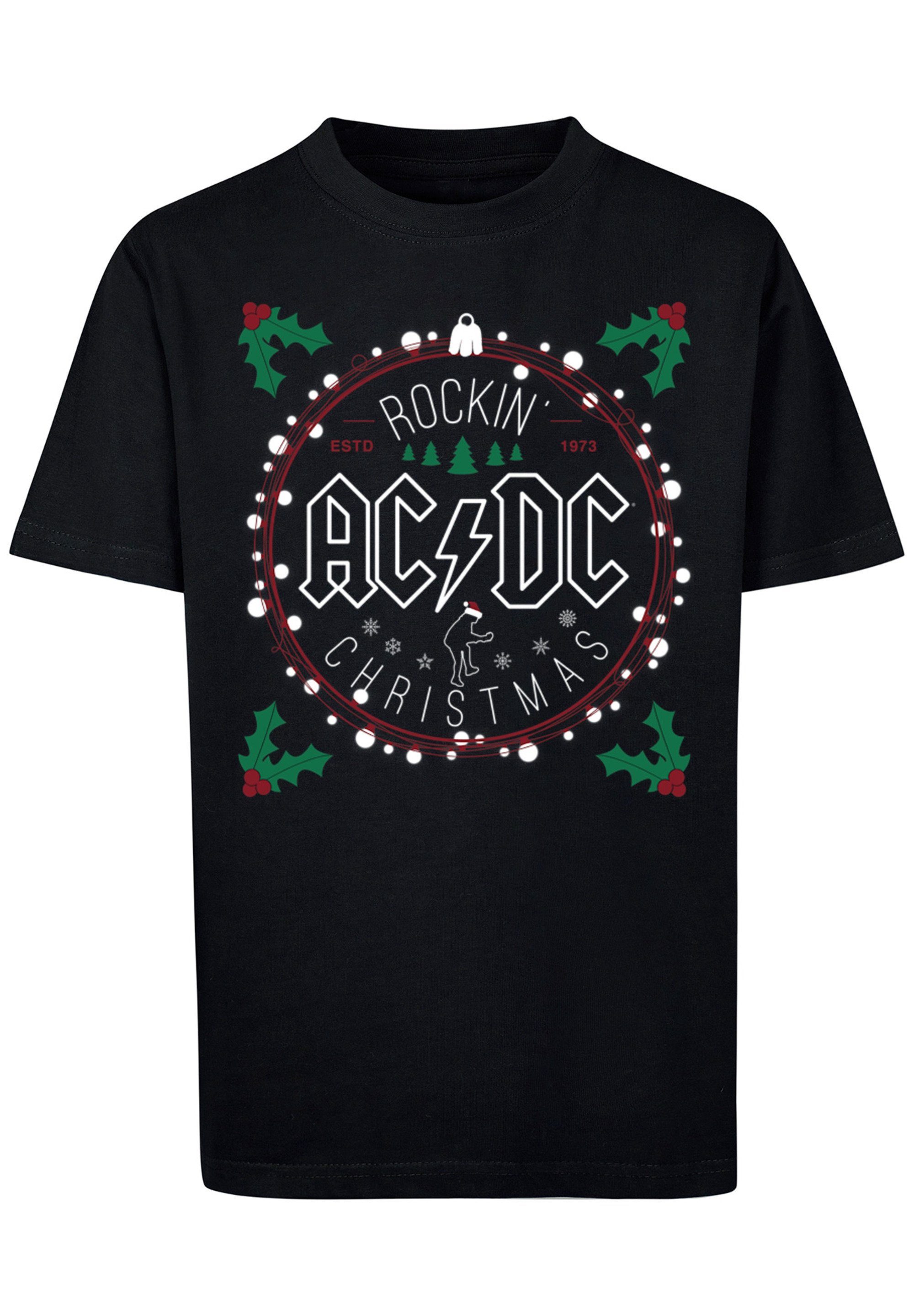 hohem Print, Tragekomfort Baumwollstoff F4NT4STIC weicher T-Shirt mit Sehr ACDC Christmas Weihnachten
