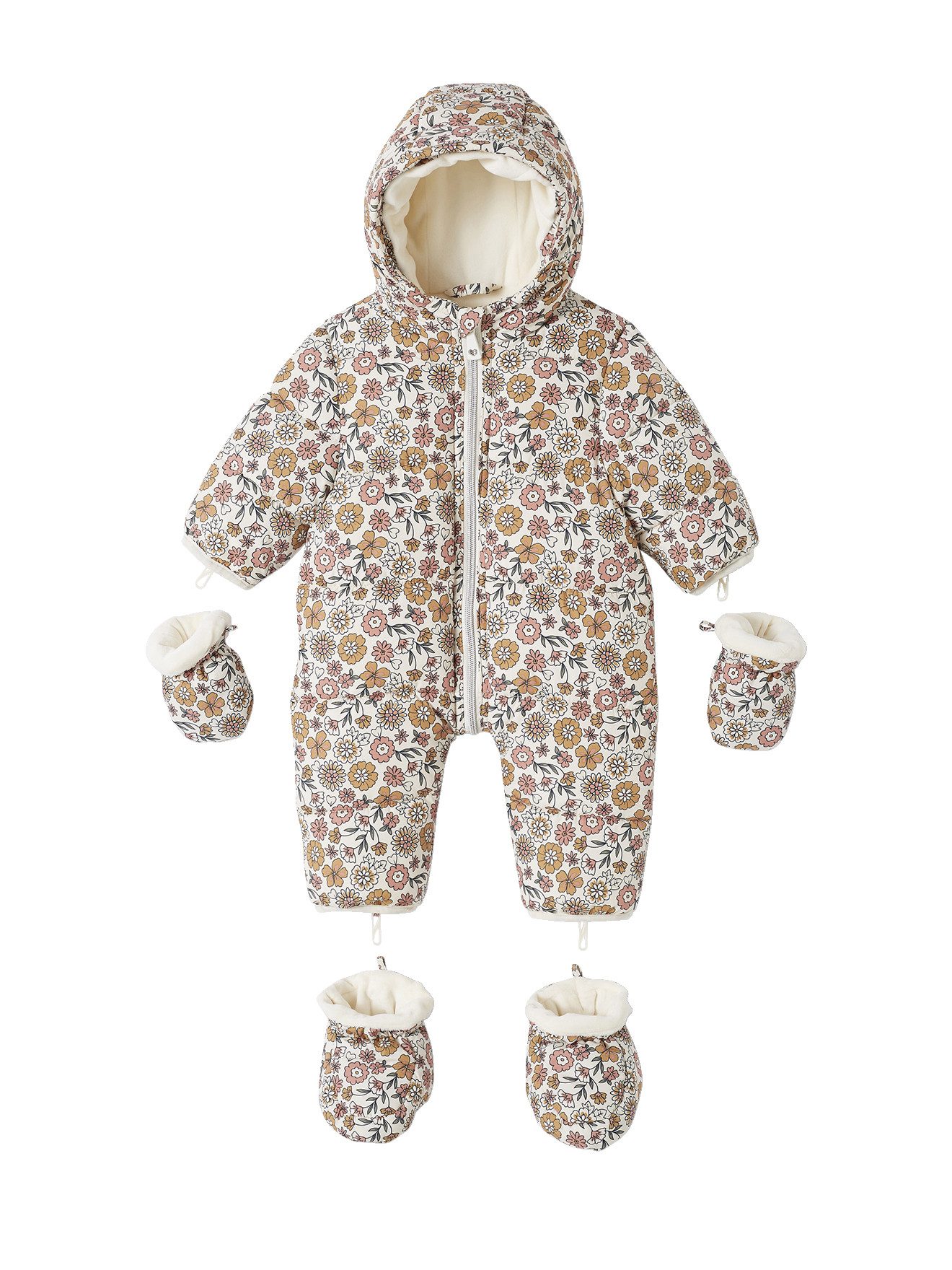 vertbaudet Overall Baby Winter-Overall mit Fleecefutter, geblümt