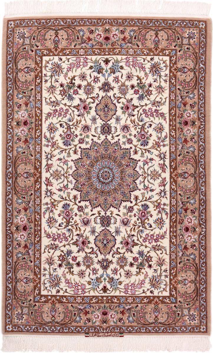 Orientteppich Isfahan Seidenkette 108x166 Handgeknüpfter Orientteppich, Nain Trading, rechteckig, Höhe: 8 mm