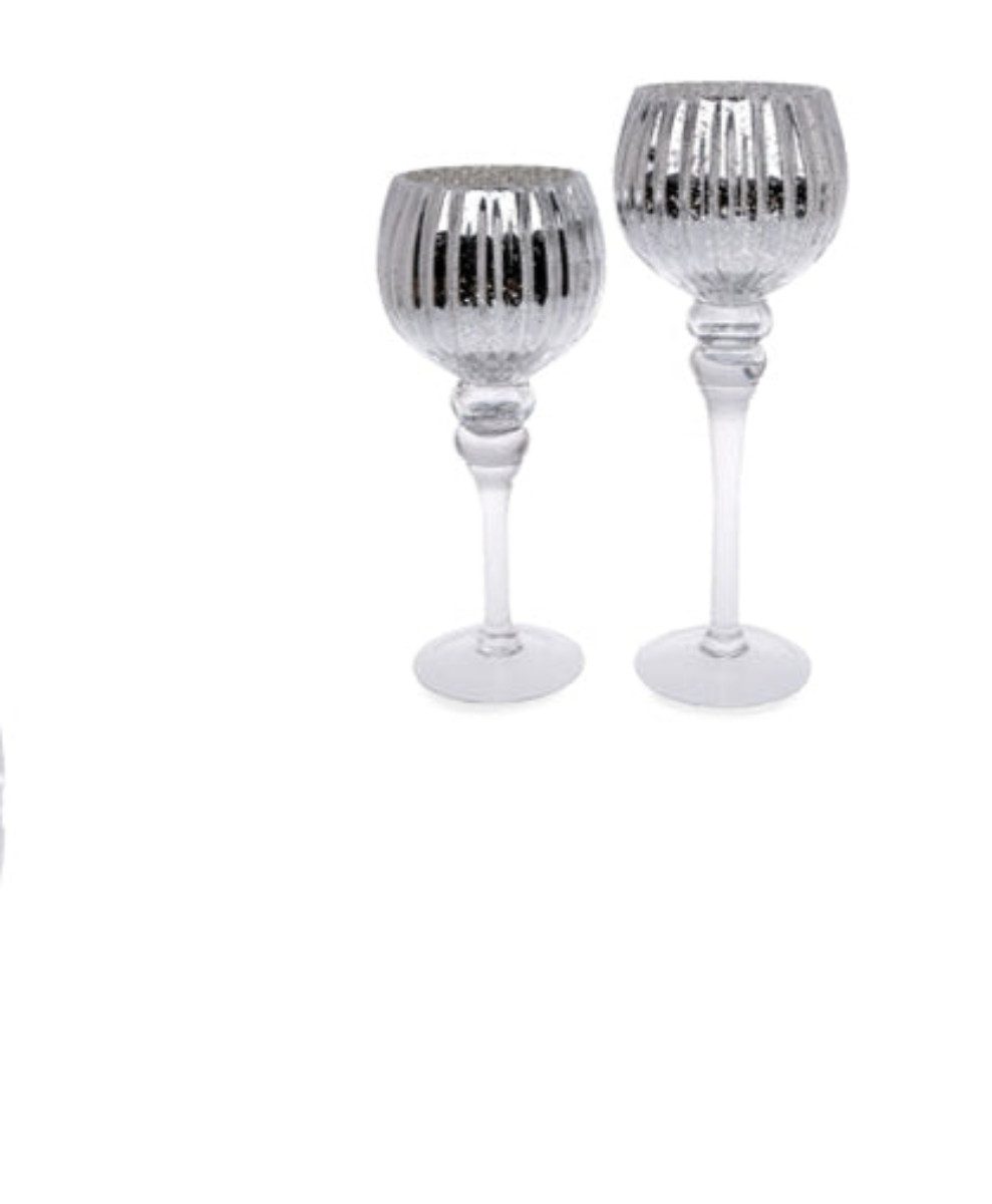 finehomegarden Windlicht Kerzenglas Teelichthalter H30cm +H35cm Glaspokal E günstig online kaufen