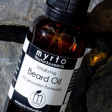 myrto Naturkosmetik Bartpomade Vitalizing Beard Oil - Bio Bartöl für gesunden Bartwuchs, naturreine ätherische Öle, palmölfrei, nicht-komedogen, vegan