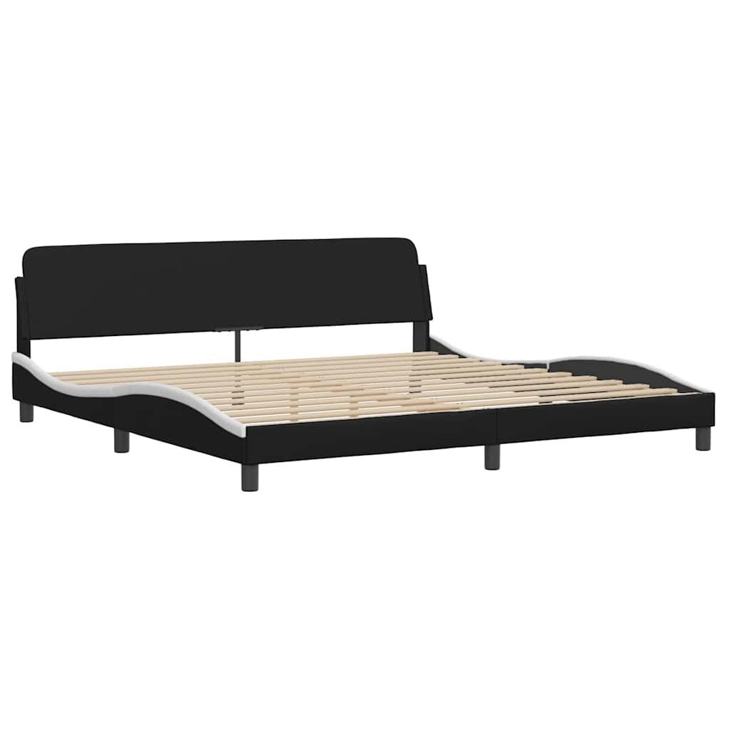 vidaXL Bett Bettgestell "Dover" Schwarz und Weiß 200x200 cm Kunstleder