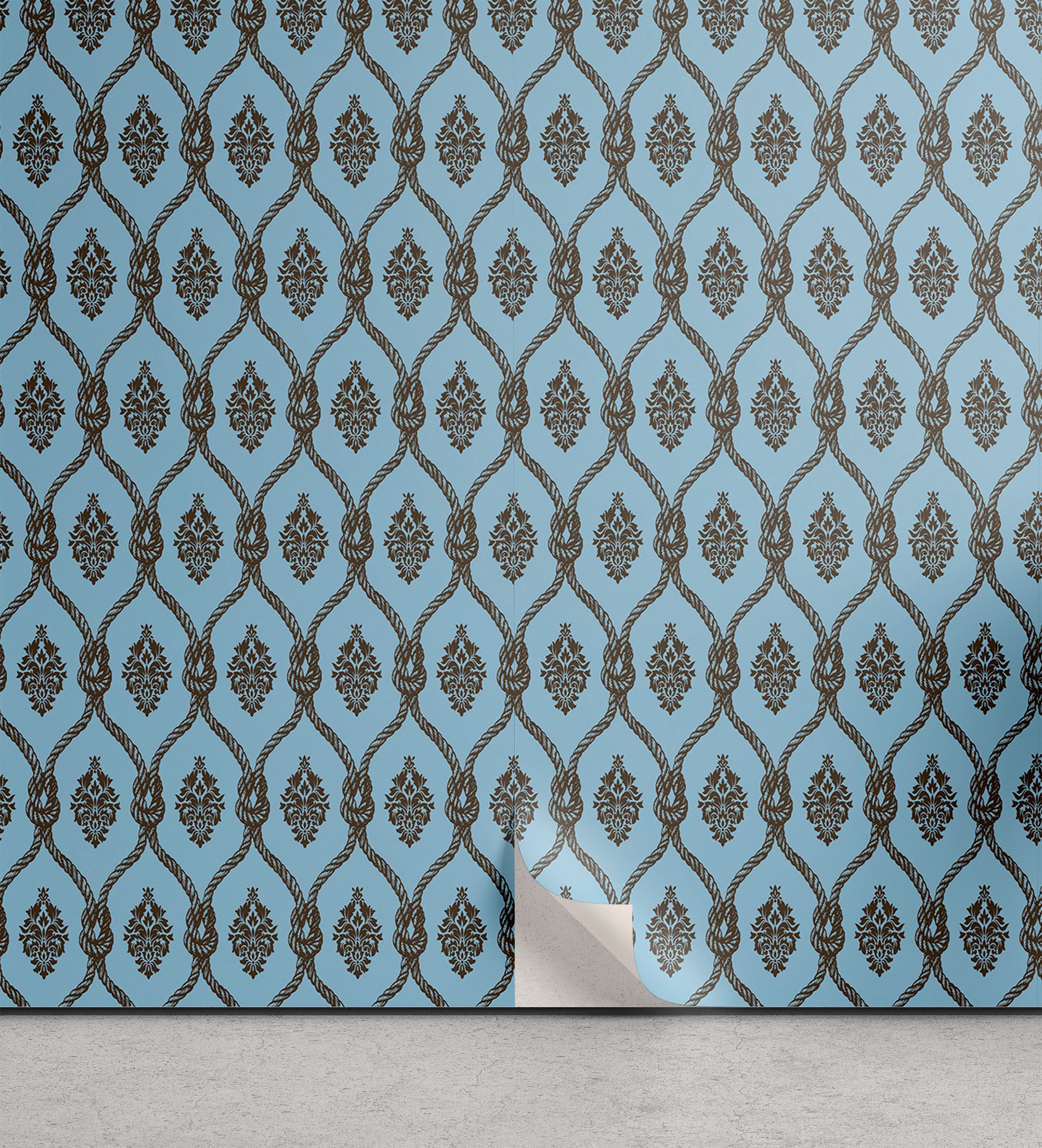 Abakuhaus Vinyltapete selbstklebendes Wohnzimmer Küchenakzent, blau Wasser Vintage Damast Wie