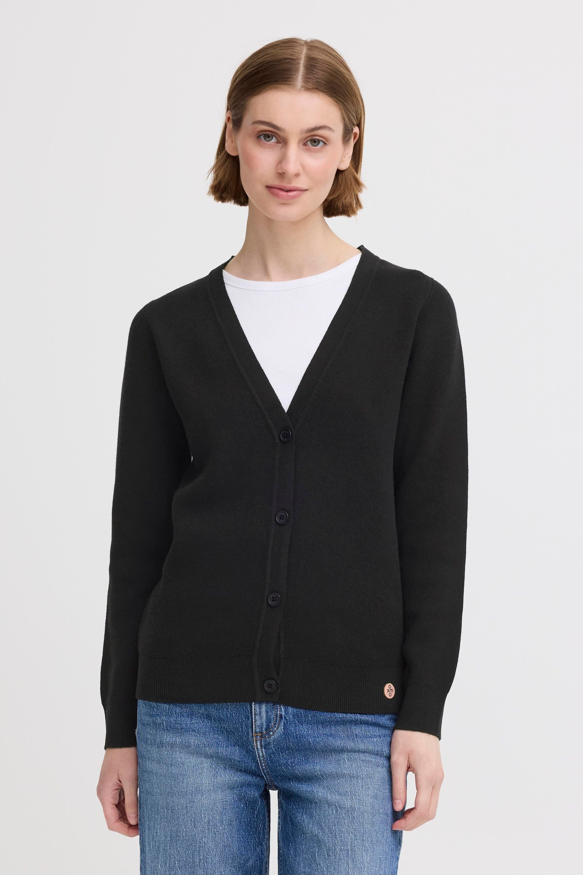 OXMO Strickjacke OXFIANA Modischer Feinstrick-Cardigan mit V-Ausschnitt günstig online kaufen