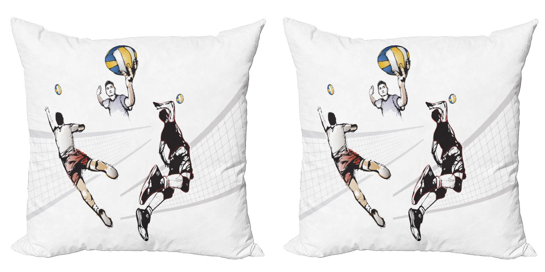 Kissenbezüge Modern Accent Doppelseitiger Digitaldruck, Abakuhaus (2 Stück), Volleyball Spieler Schlagen des Balles