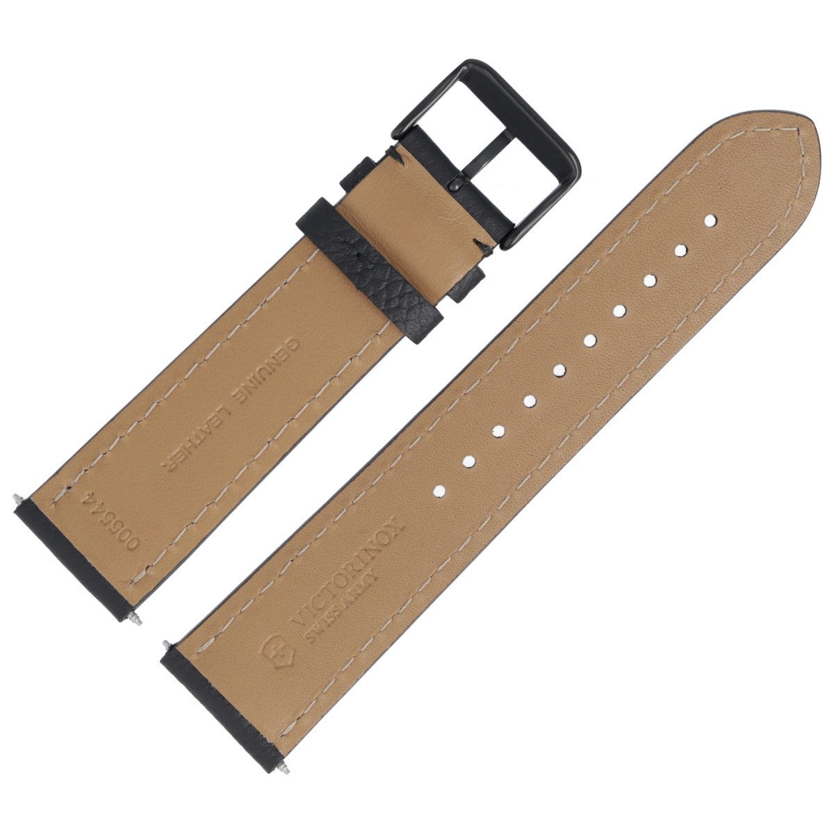 Victorinox Uhrenarmband 22mm Leder Schwarz 5544