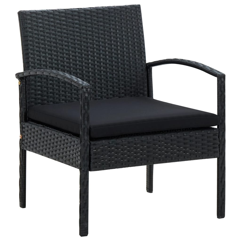 vidaXL Gartenstuhl Gartenstuhl mit Kissen Poly Rattan Schwarz (1 St)