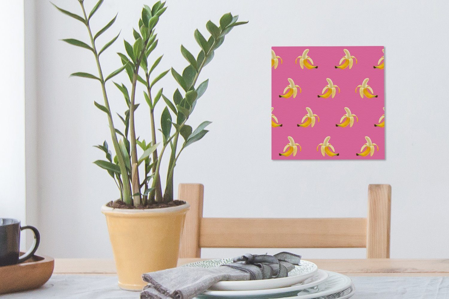 OneMillionCanvasses® Leinwandbild Banane - - Muster Rosa, für Schlafzimmer St), Leinwand (1 Wohnzimmer Bilder