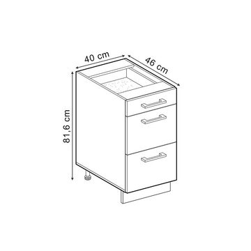 Vicco Schranksystem R-Line, Bordeaux Hochglanz/Weiß, 40cm mit Schubladen, ohne AP