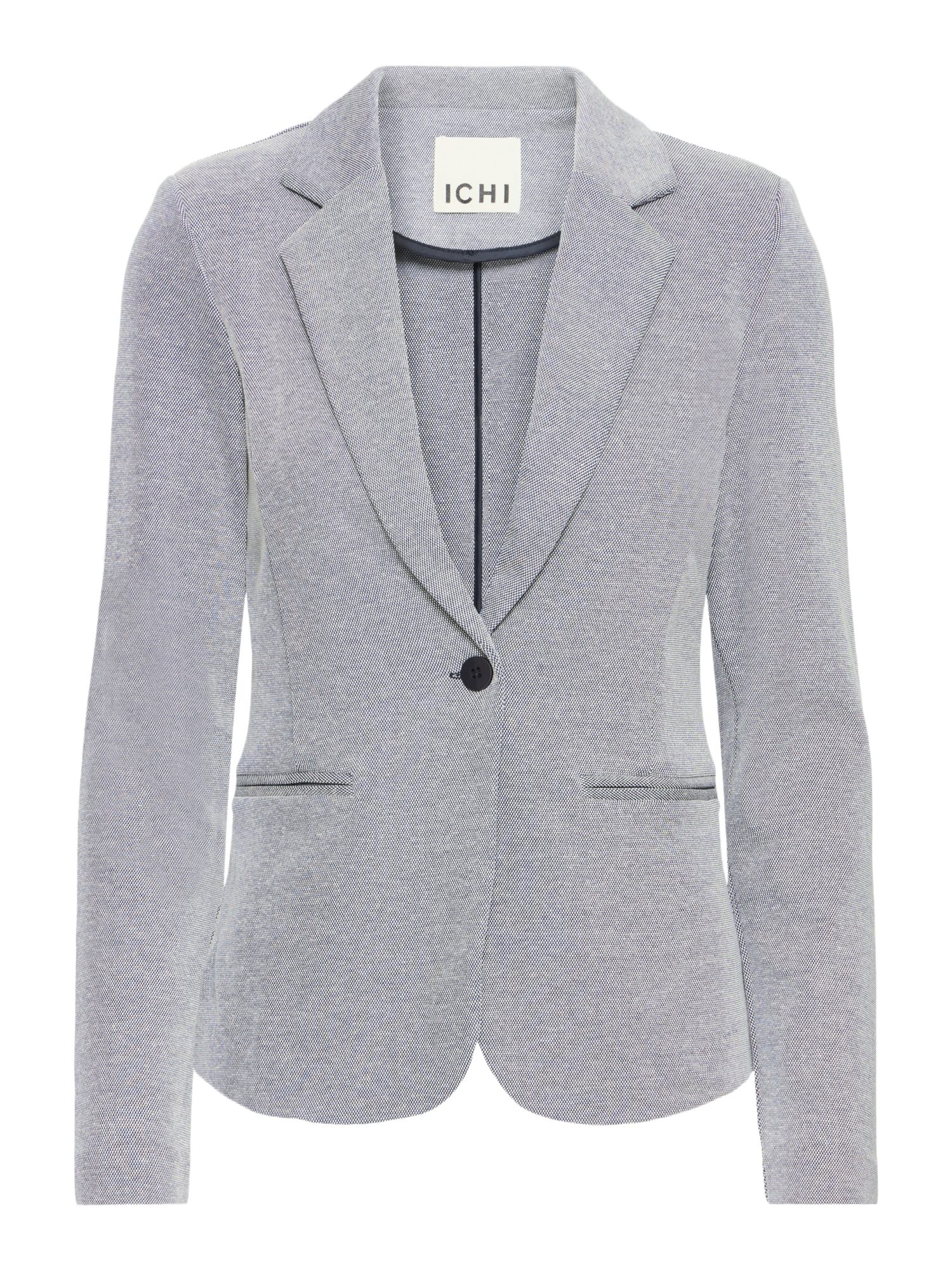 ICHI Jackenblazer grau,Business,Baumwolle,Unifarben,Reverskragen,Lang,Slim Fit