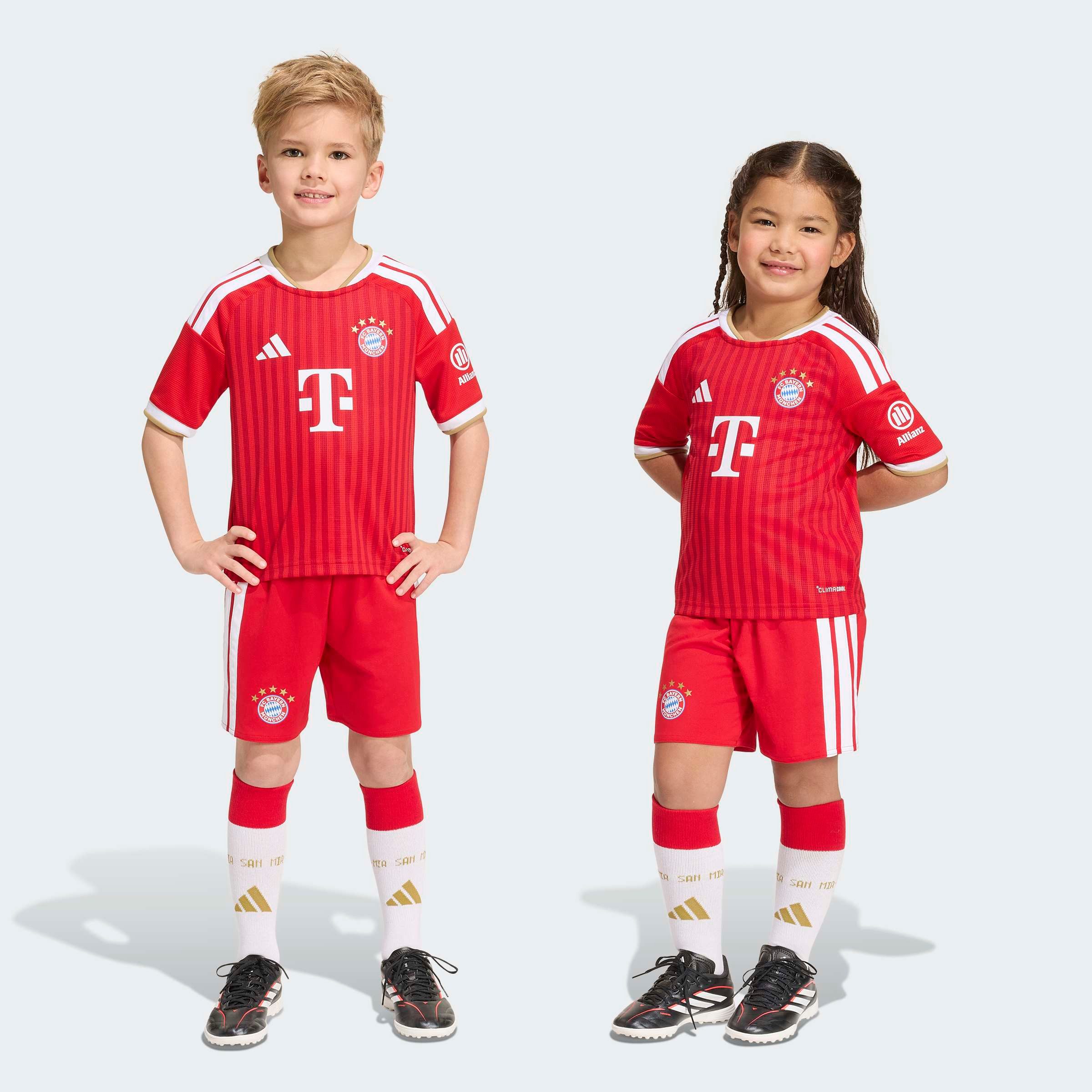 adidas Performance Trainingsanzug FCB H MINI (2-tlg), für junge Fußballfans, mit regulärem Schnitt, zweiteiliges Set