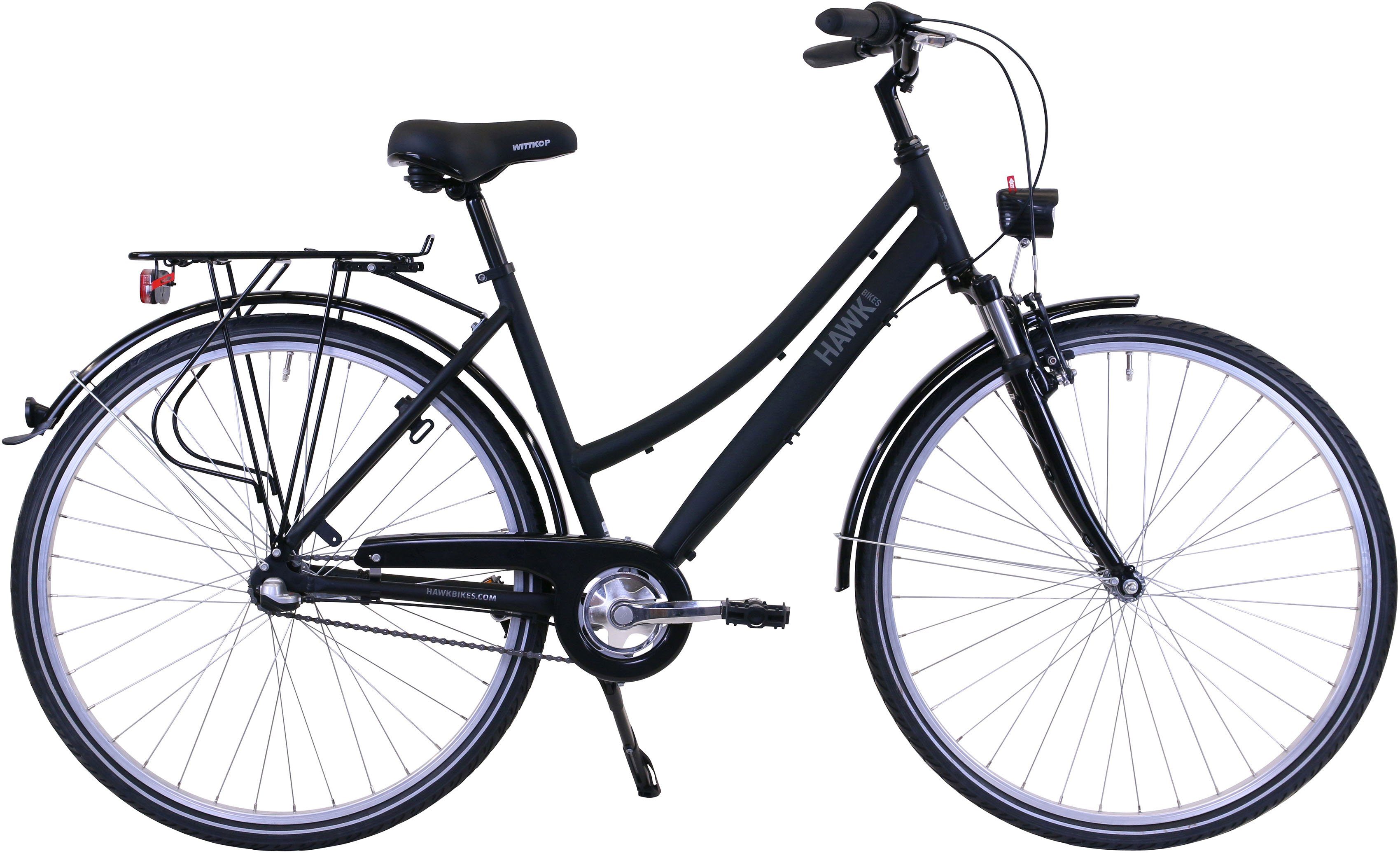 HAWK Bikes Cityrad HAWK Citytrek Lady Premium, 3 Gang Shimano Nexus 3-Gang Schaltwerk, für Damen und Herren
