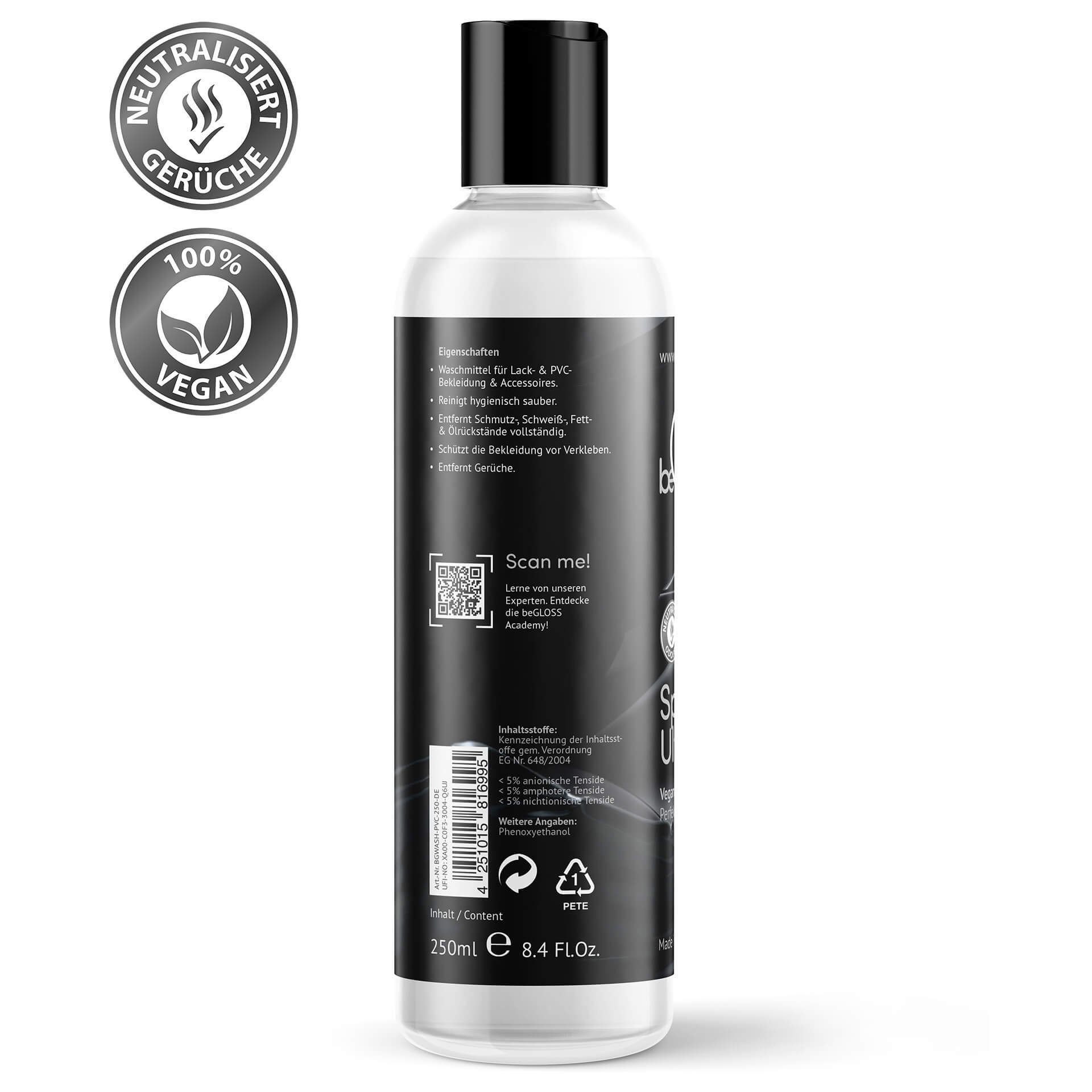 beGLOSS Lack & PVC Kleidung Waschmittel Pflege Reiniger Special Wash 250 ML Spezialwaschmittel