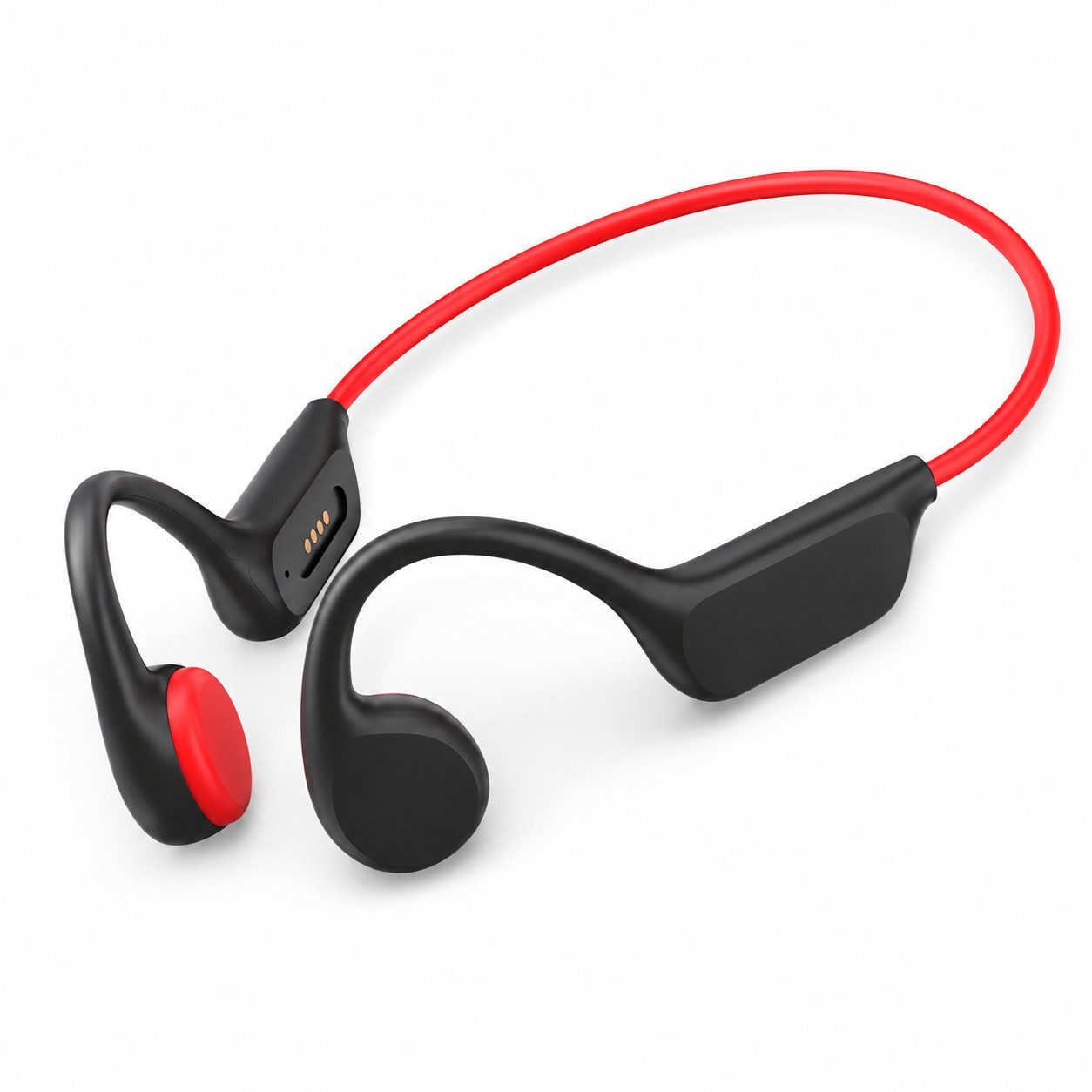 Tekoo Knochenschall Kopfhörer Bluetooth 5.4 IPX8 32 GB rot-schwarz Open-Ear-Kopfhörer (Bluetooth, Knochenschall, IPX8, 32 GB, 10 Std., Bluetooth 5.4)