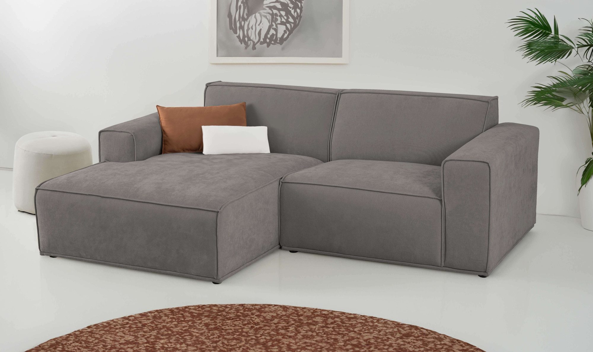Ecksofa Avelin, 228 cm, L-Form, Chenille, Struktur-Boucle
