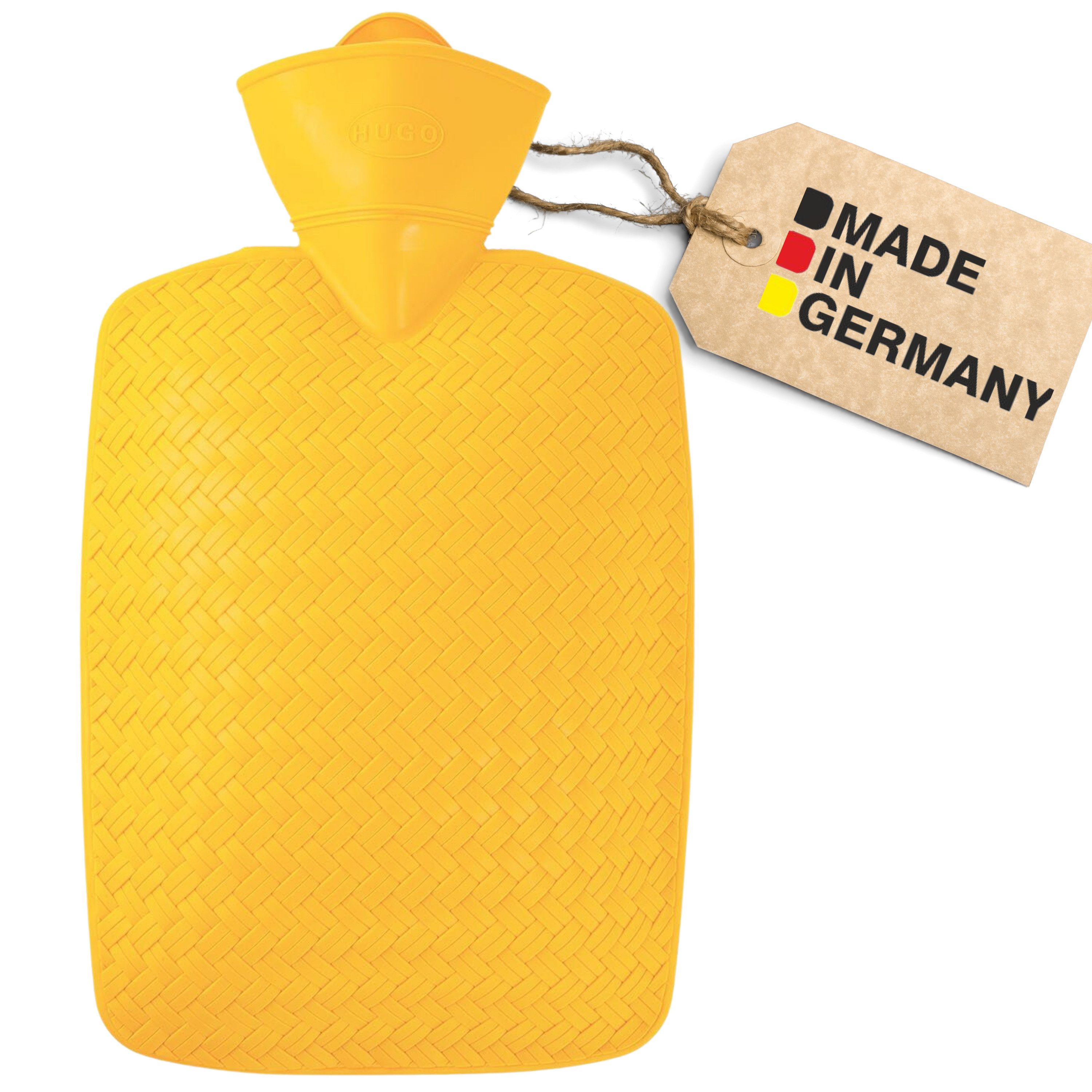 Hugo Frosch Wärmflasche 1,8 l Geflecht Klassik - Auslaufsichere Flasche, Made in Germany