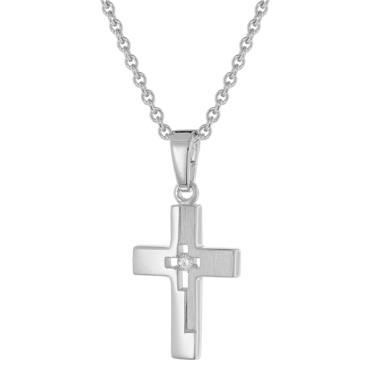 trendor Kreuzkette 28402, Kinder Mit Kleinem Kreuz 925 Silber Rhodiniert